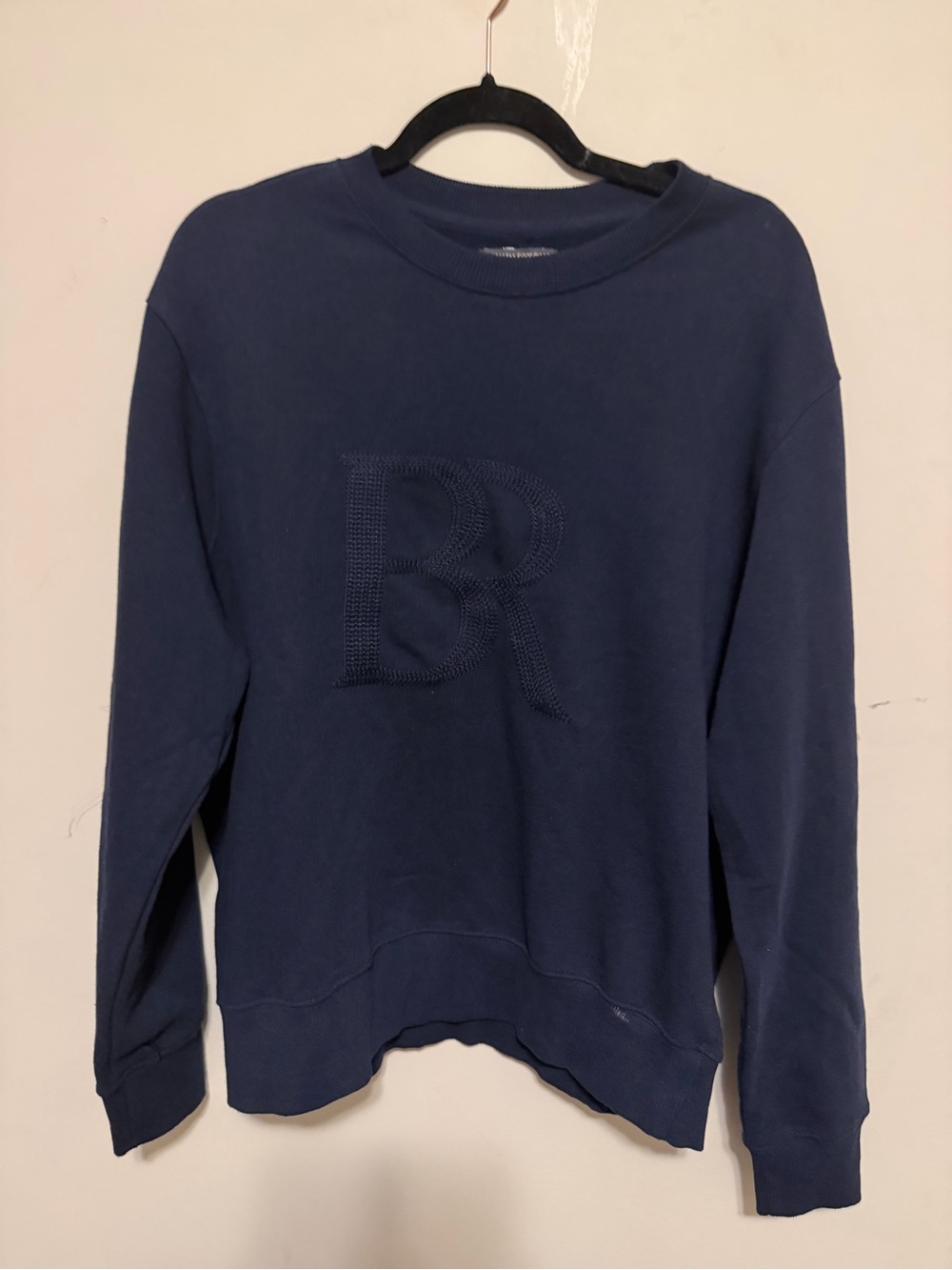 Banana Republic Deep Navy Rhinestone BR Logo Crewneck Sweater